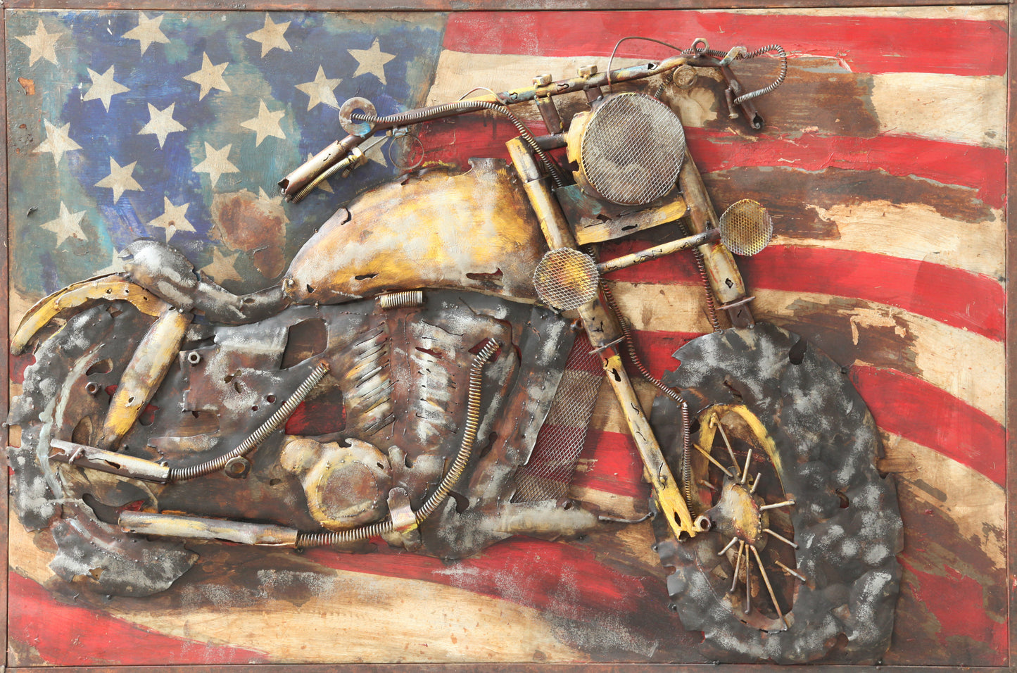 Motorcycle and american flag