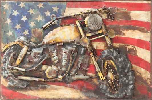 Motorcycle and american flag