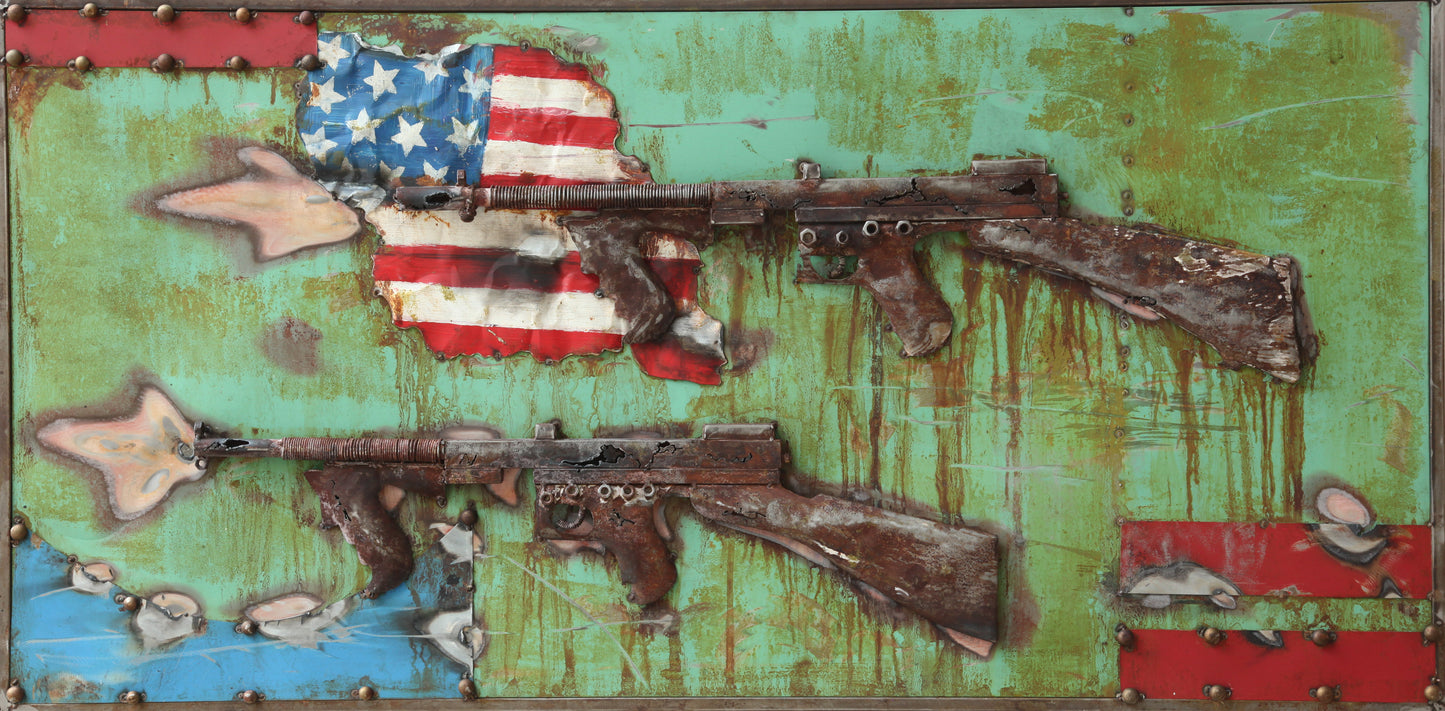 Guns and American flag