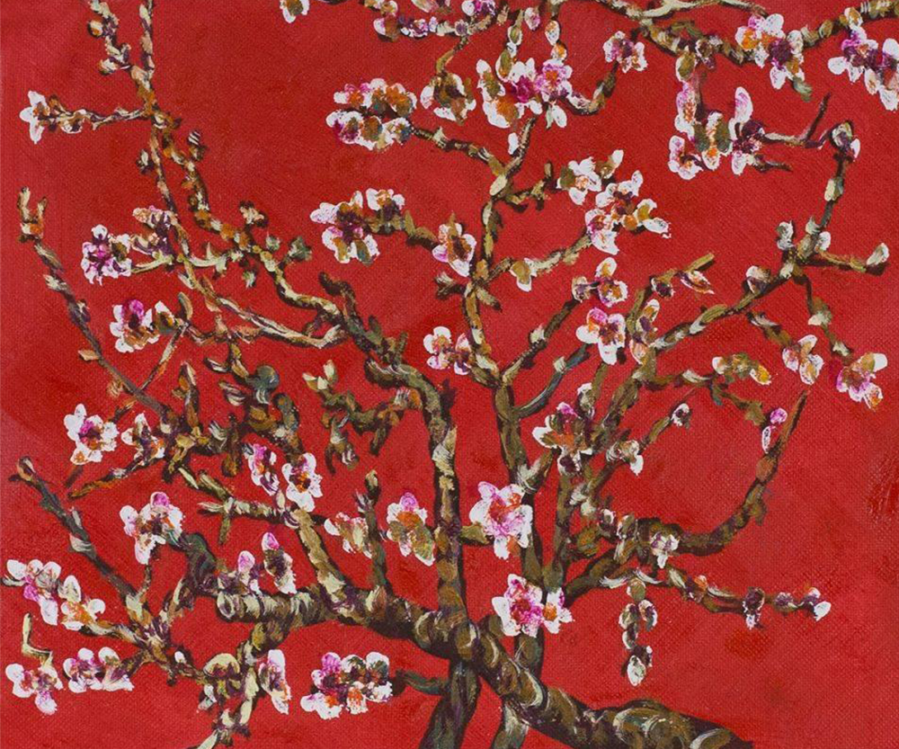 Branches of an Almond Tree in Blossom, Ruby Red