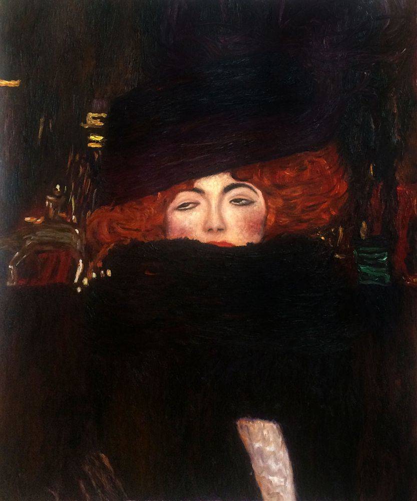 Lady with Hat and Feather Boa