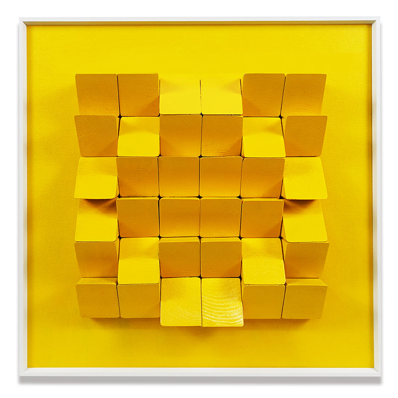 Matrix Yellow Block Wood Carving Installation Art