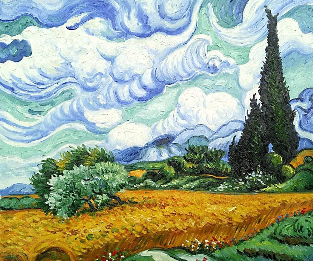 Wheat Field with Cypresses