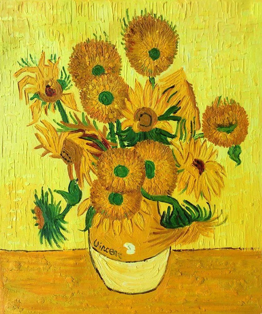 Vase with Fifteen Sunflowers